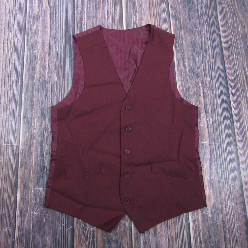 Suit Vest Marchatti Mens 36 Red Geometric Polyester Rayon 2 Piece Slim Formal